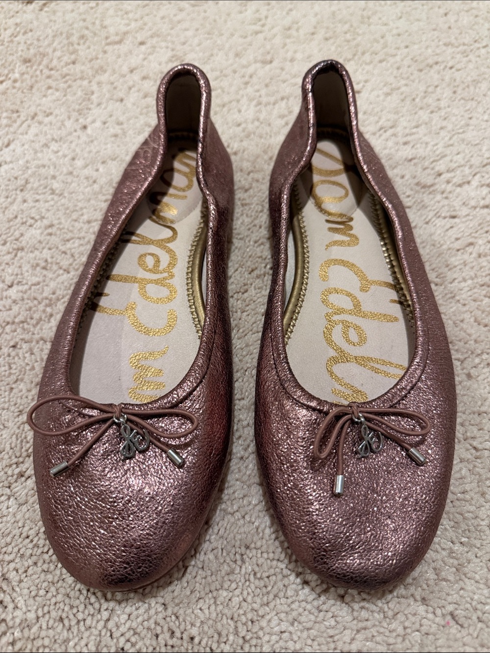 Sam Edelman Felicia Ballet Flats in Metallic Rose Size 8